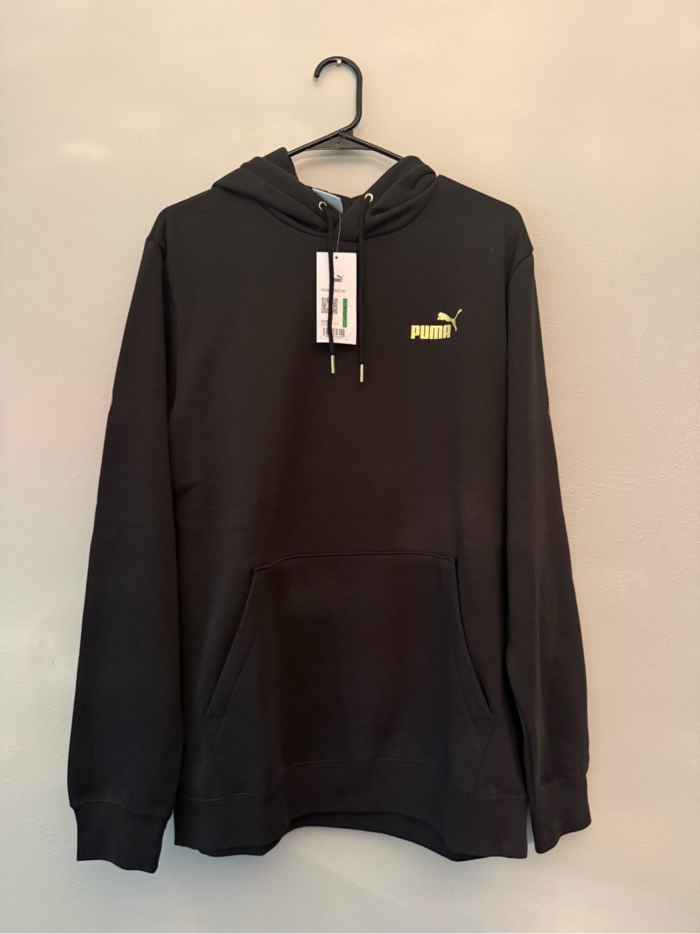 Puma Men's Black Hoodie with Gold Logo